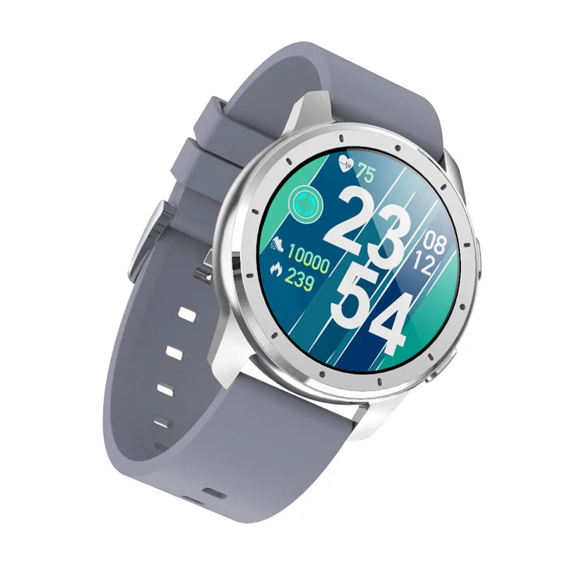 Eprolo MX11 smart watch with headphones and fitness bracelet showing digital display, pedometer, and Bluetooth connectivity.