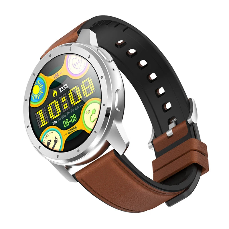 Eprolo MX11 smart watch with headphones, fitness bracelet, pedometer, Bluetooth, and rechargeable battery on a white background.