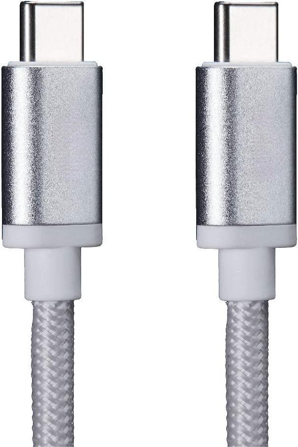 Eprolo QCable C100 Silver audio cable with silver-plated connectors and braided black cable for high-quality sound transfer.