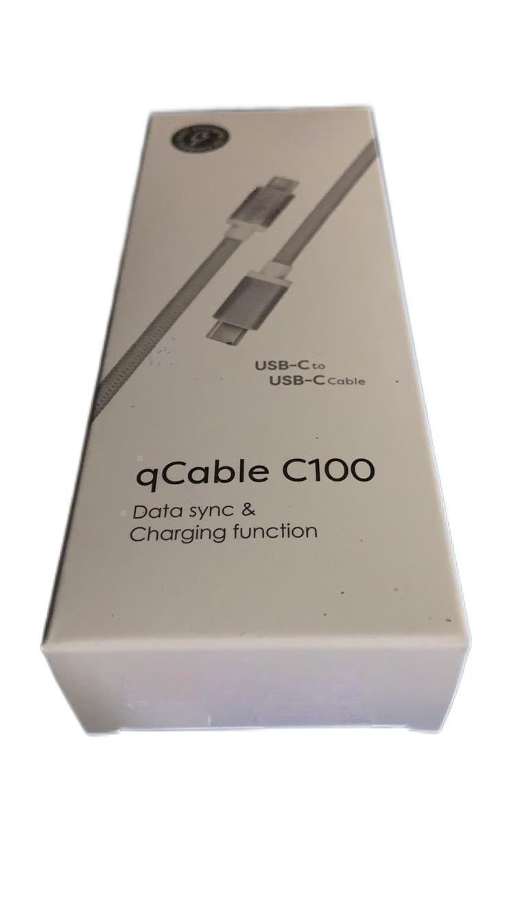 Eprolo Qcable C100 Silver charging cable with USB connector and braided silver design for durable device connection.