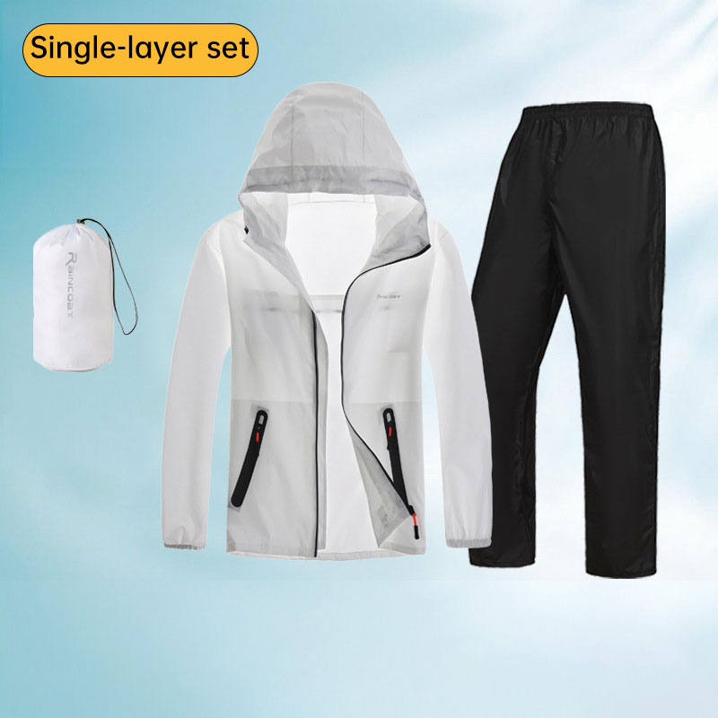 Unisex ultralight waterproof rain suit with jacket and pants, ideal for outdoor activities like fishing and cycling, by eprolo.