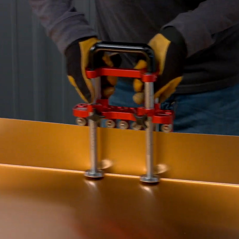 Eprolo 2-station metal sheet bender for roofing, featuring bending and hemming capabilities on a sturdy metal sheet brake machine.