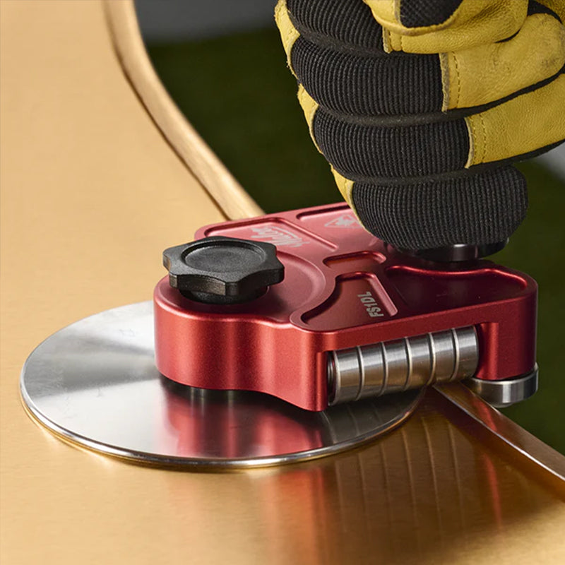 Eprolo 2-station metal sheet bender for roofing, bending and hemming sheet metal with durable metal construction.