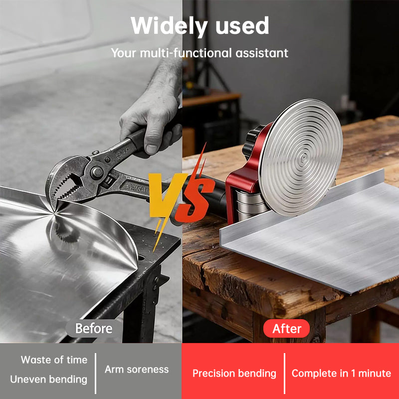 Eprolo 2-station metal sheet bender for roofing, metal hemming and bending, with sturdy steel construction and adjustable guides.