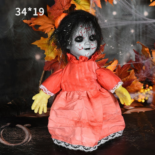 Eprolo Halloween decoration walking doll with spooky costume and creepy pose for festive spooky decor.