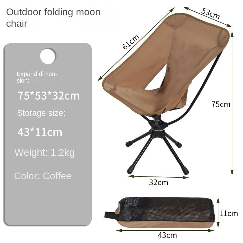 Lightweight aluminum outdoor camping picnic folding chair with umbrella and backrest, portable moon chair by eprolo