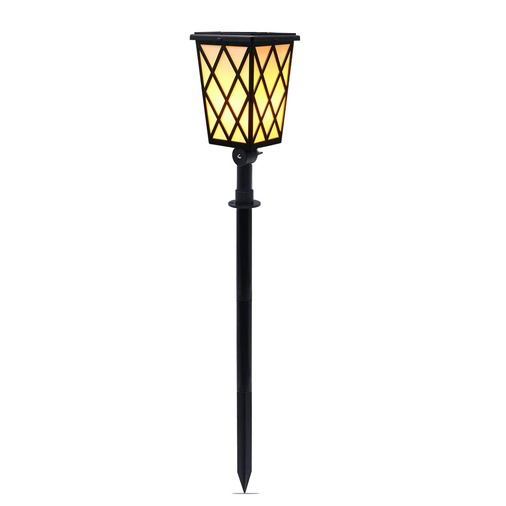 Eprolo solar LED flame light outdoor garden wall lamp illuminating villa lawn with a warm, flickering flame effect.