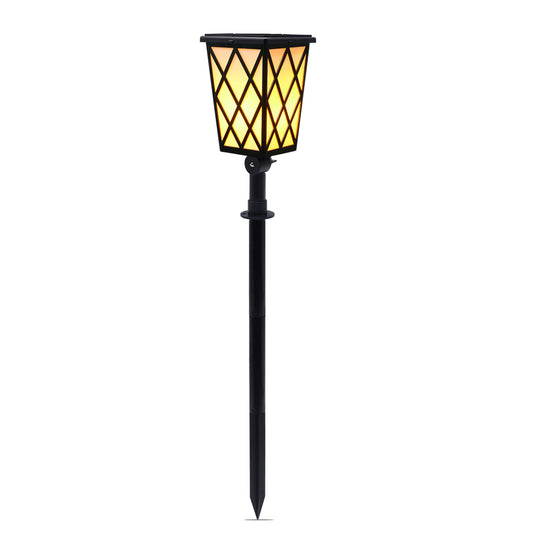 Eprolo solar LED flame light outdoor garden wall lamp illuminating villa lawn with a warm, flickering flame effect.