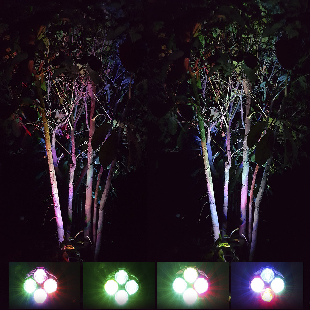 Eprolo solar garden landscape light with 4 LED outdoor lawn spotlight and plug-in solar-powered outdoor lighting fixture