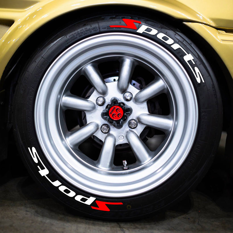 Eprolo SPORTS series 3D car tire letter sticker for DIY customization, showcasing bold, three-dimensional tire lettering on a vehicle.