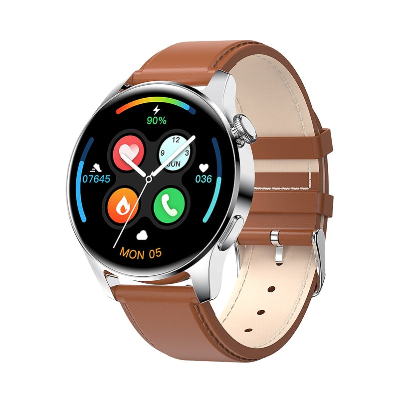 eprolo I29 Smart Watch for men, waterproof fitness tracker with weather display and Bluetooth call, compatible with Android and iOS.