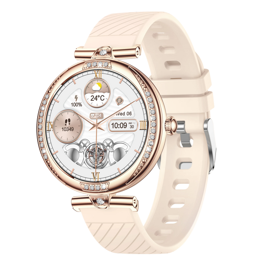 Eprolo NX17 Pro smart watch for women with diamond design, AMOLED display, Bluetooth calling, health monitoring, and fitness features.