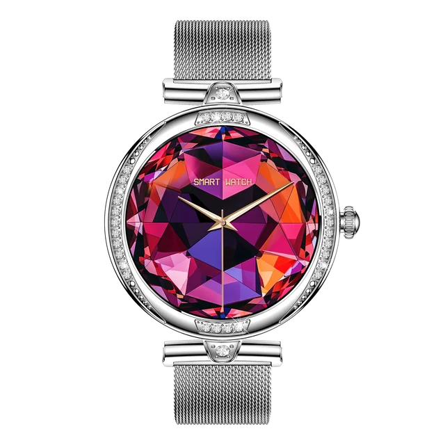 Eprolo NX17 Pro smart watch for women with diamond design, AMOLED display, Bluetooth calling, health monitoring, and fitness tracking