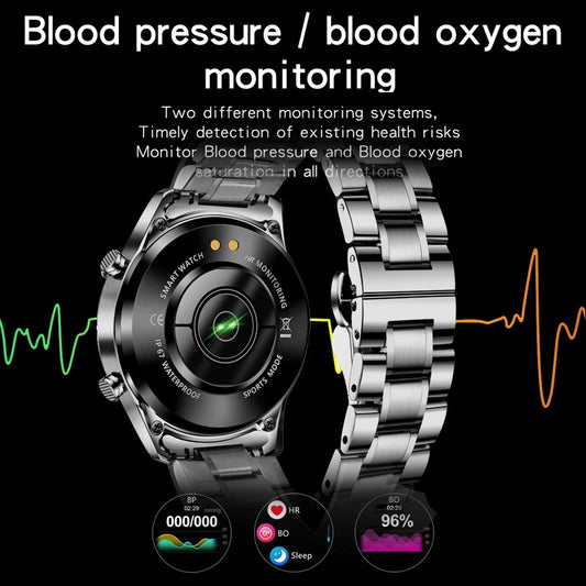 Eprolo multifunctional smart watch displaying digital screen with Bluetooth call, pedometer, blood pressure, and heart rate data.