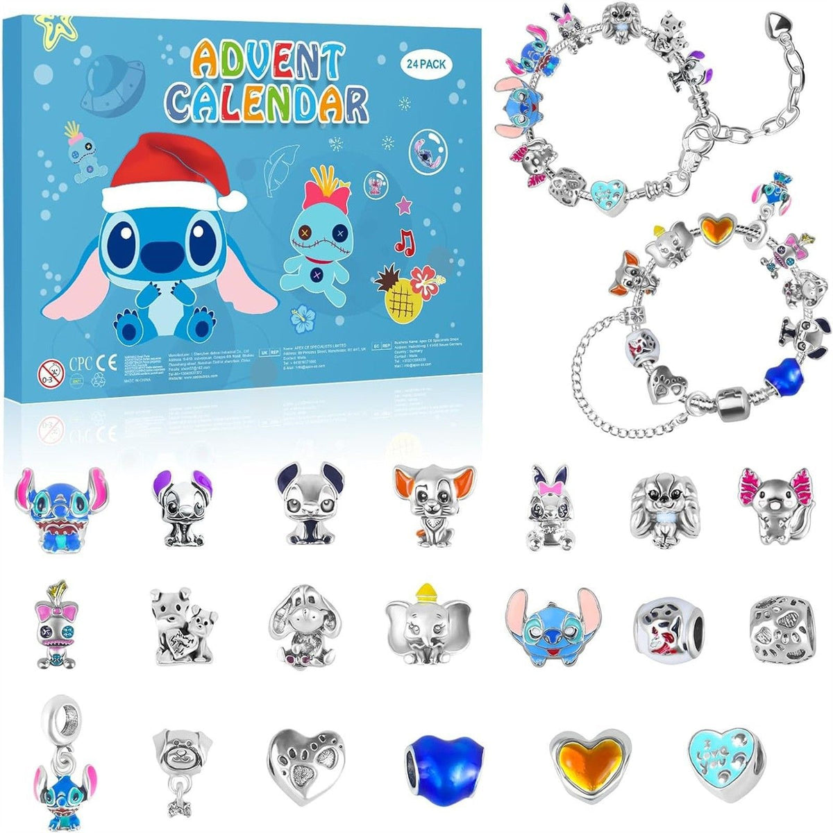 Eprolo Stitch Jewelry paper gift box with 24-grid blind box design for bracelets, suitable for Christmas and Halloween gift packaging.