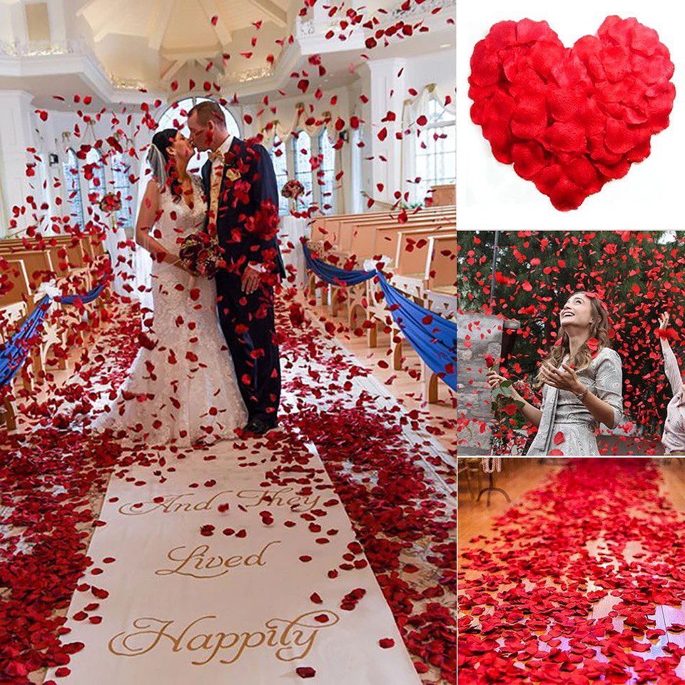 Artificial red rose petals for wedding and Valentine decorations, featuring realistic-looking fake flower petals by eprolo.