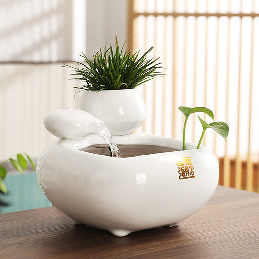 Ceramic mini desktop water fountain ornament with flowing water, decorative living room decor by eprolo