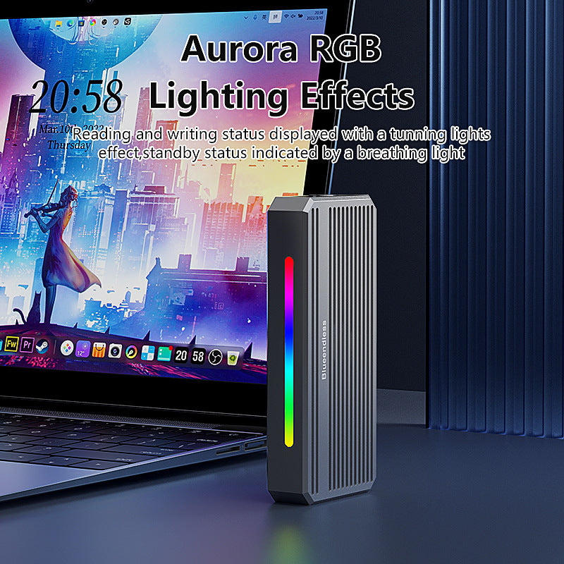 eprolo USB4 M.2 NVMe solid-state drive box with RGB light, Thunderbolt 4 portable external hard drive enclosure