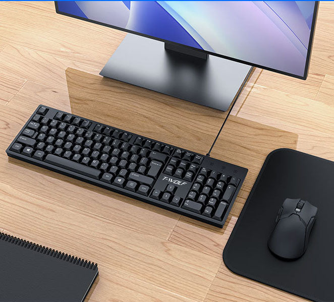 eprolo Lei Lang T15 wired USB keyboard for laptop and office use, featuring a compact design with full keys for home and business.