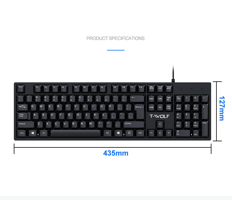 eprolo Lei Lang T15 wired USB keyboard for laptop, suitable for office, home, and business use, with standard keys and sleek design