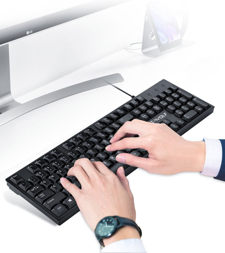 Eprolo Lei Lang T15 wired USB keyboard with full-size keys, suitable for office, home, and business use.