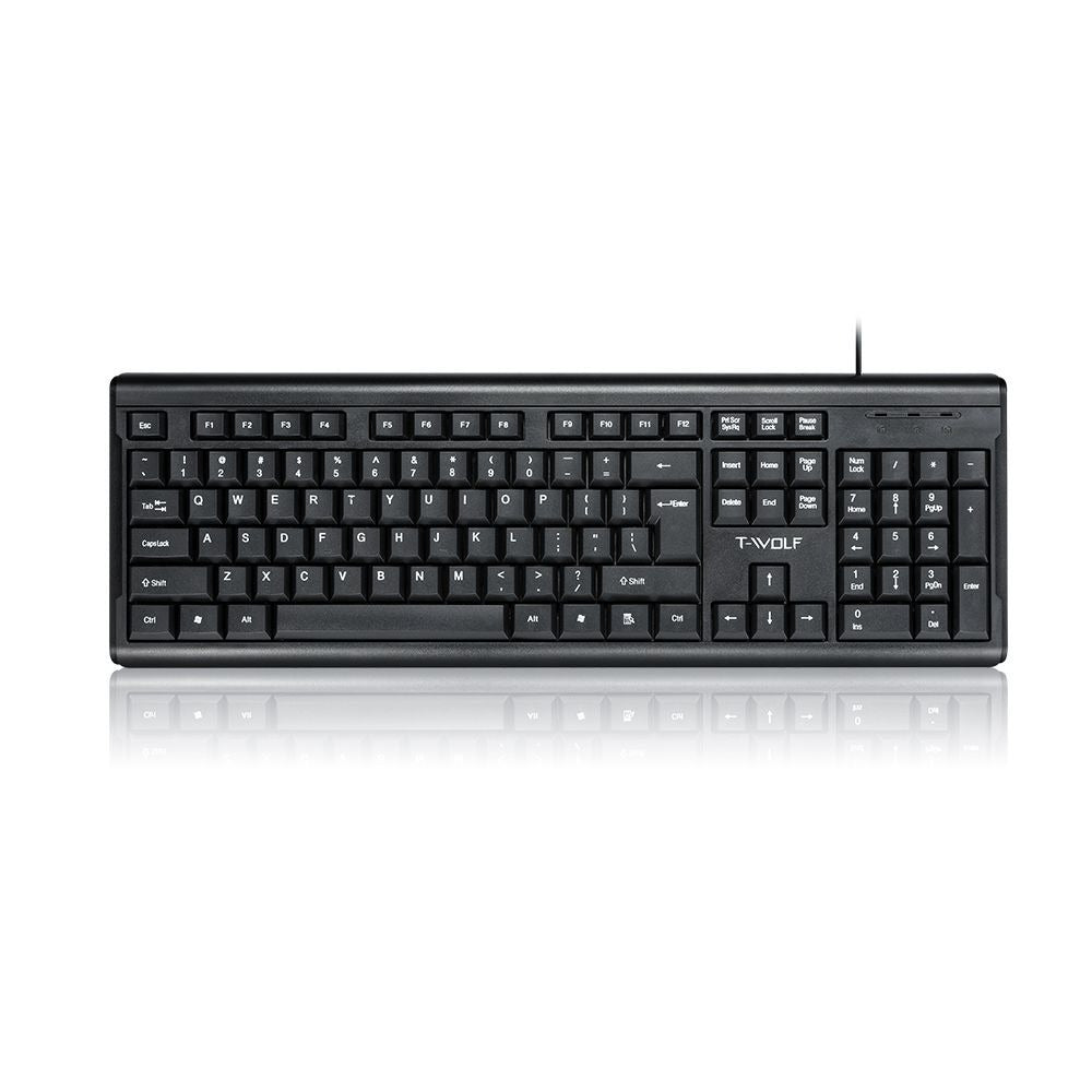 Eprolo Lei Lang T15 wired USB keyboard for laptop, designed for office, home, and business use, with standard keys and sleek design.