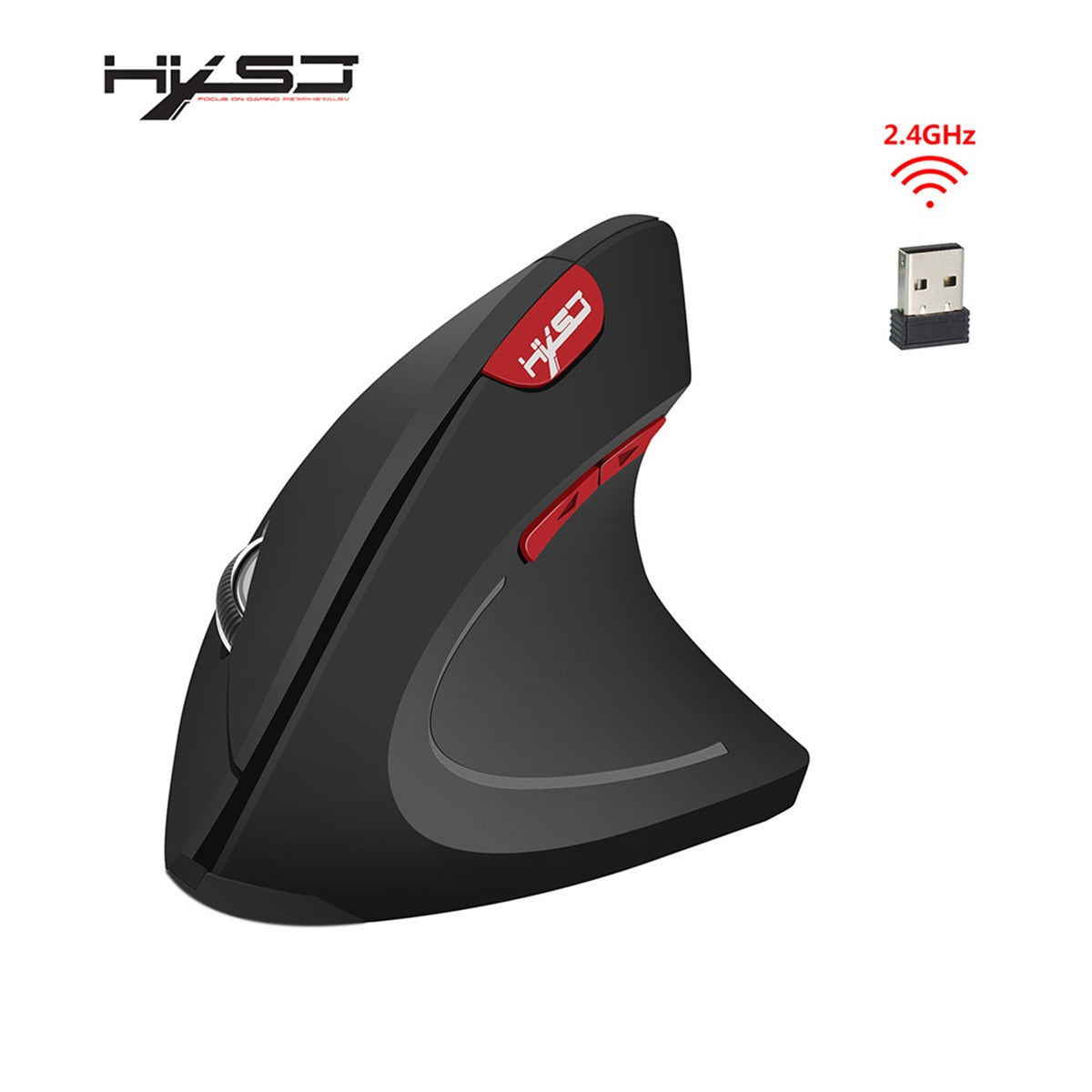 Wireless vertical health mouse by eprolo featuring 2.4G connectivity, external battery, and 6D ergonomic design for computer office use.