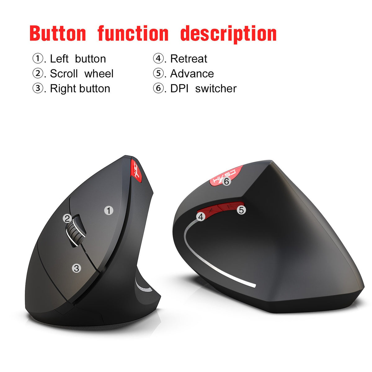 Wireless vertical health mouse by eprolo with 2.4G connectivity, ergonomic 6D design for computer office use