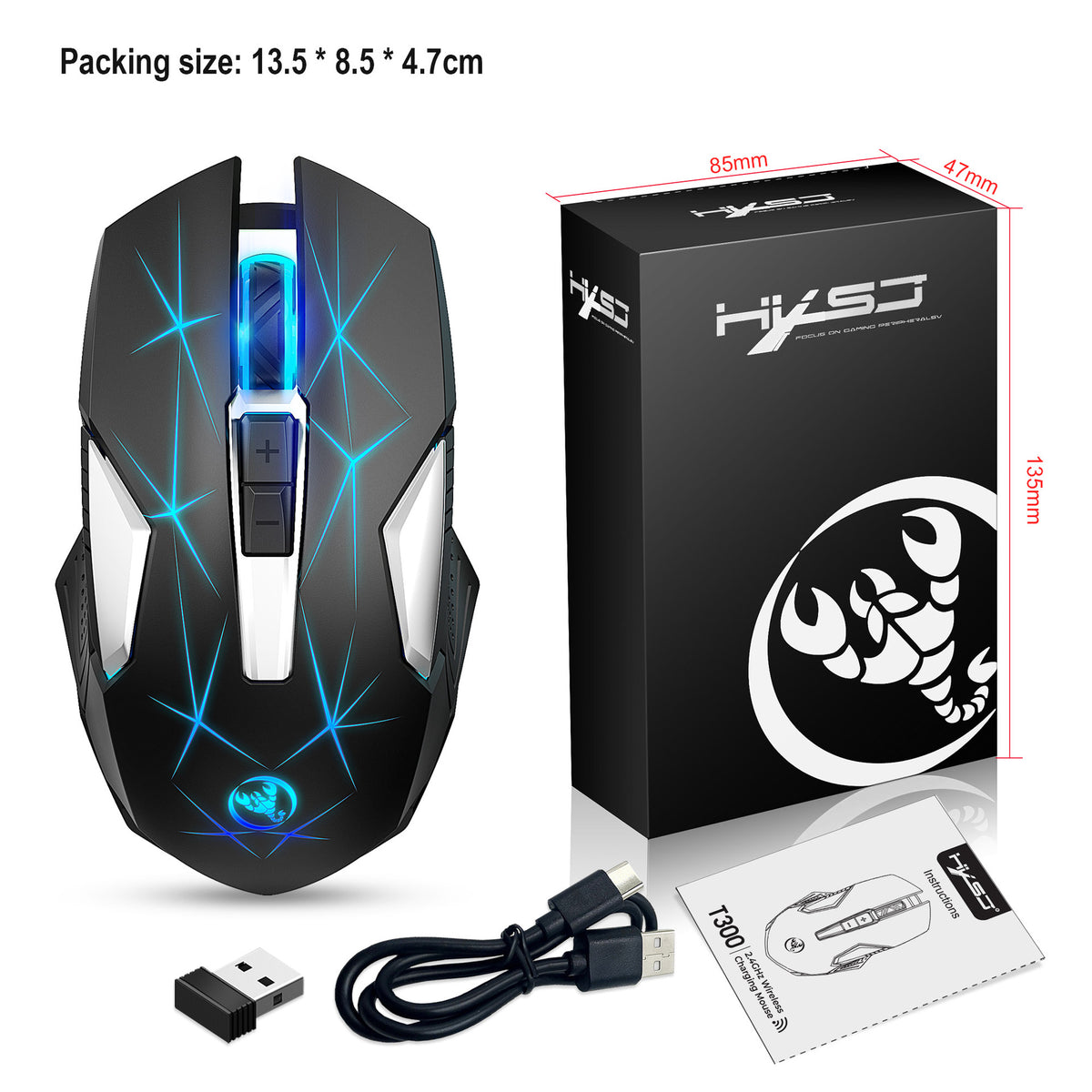 Wireless 2.4G eprolo mouse with 7-color colorful backlight, ideal for home, office, and laptop use.