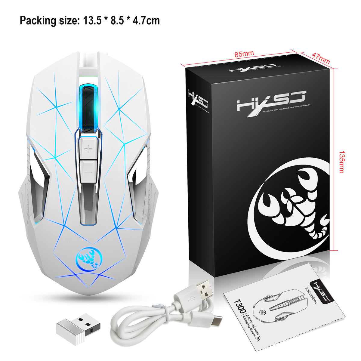 Wireless 2.4G eprolo mouse with colorful backlight, suitable for home office and laptop use, featuring a sleek ergonomic design.