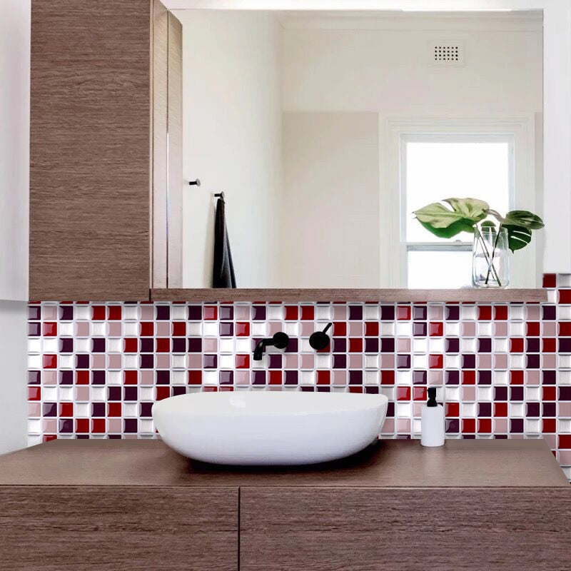 Vividtiles self-adhesive mosaic tile wall decal by eprolo, showing colorful vinyl tiles for kitchen or bathroom home decor.
