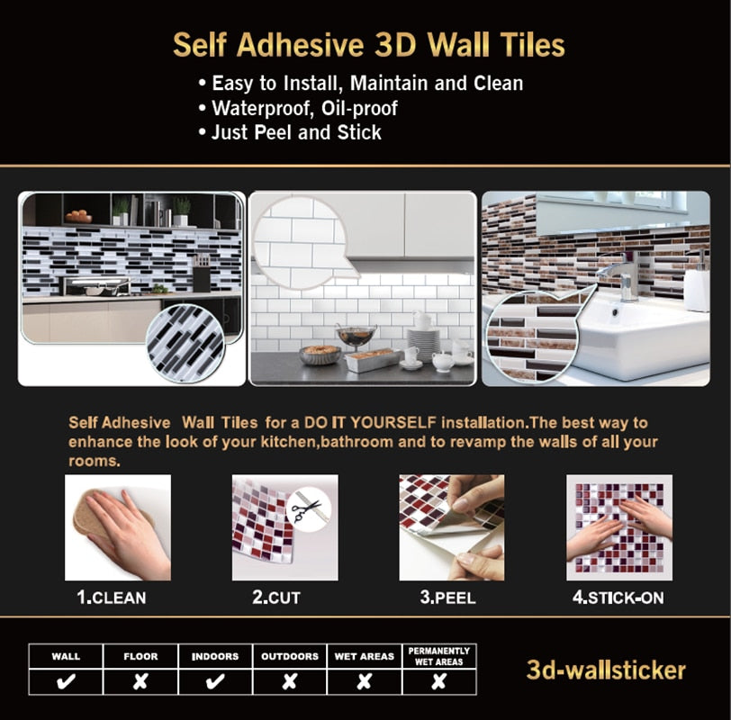 Vividtiles self-adhesive mosaic tile wall decal from eprolo, showcasing colorful vinyl tiles for kitchen or bathroom decor.
