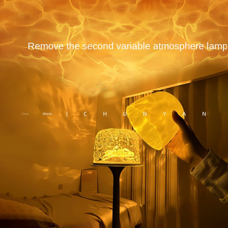 Chunyan High-Base Ripple Atmosphere Table Lamp, Romantic Mood Gift, Projector Remote Control Night Light, Couple Gift - American Smart