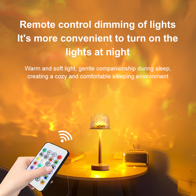 Chunyan High-Base Ripple Atmosphere Table Lamp, Romantic Mood Gift, Projector Remote Control Night Light, Couple Gift - American Smart