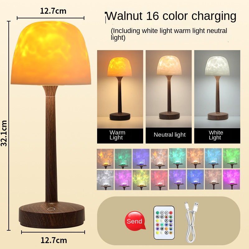 Chunyan High-Base Ripple Atmosphere Table Lamp, Romantic Mood Gift, Projector Remote Control Night Light, Couple Gift - American Smart