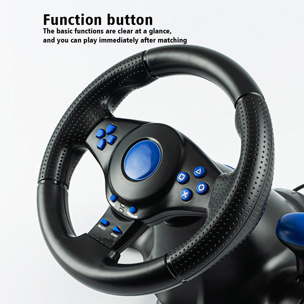 Eprolo 7-in-1 racing wheel for Switch, Xbox, PS4, PS3, PS2, Xbox 360, PC gaming consoles with realistic steering controls