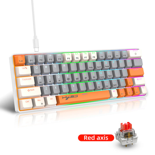Eprolo 63-key portable 60% mechanical gaming keyboard with RGB backlit, compact mini design, ideal for gaming and travel.