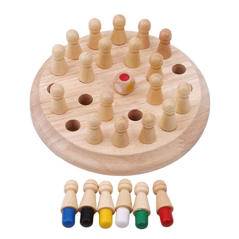Kids wooden memory match stick chess game by eprolo featuring colorful educational blocks for cognitive skill development.
