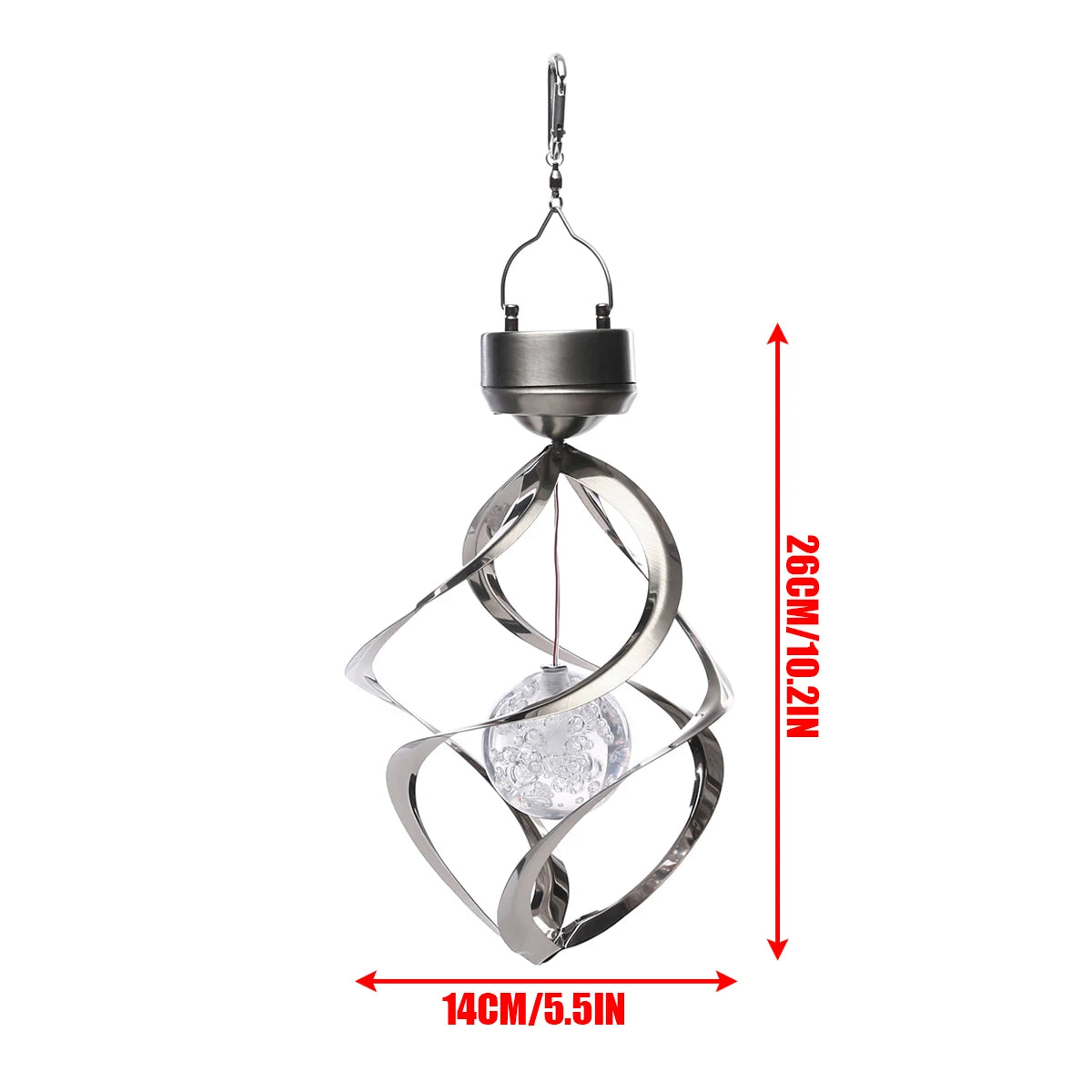 Color-changing LED solar wind chime light by eprolo, hanging decorative light with spinning color effects, solar-powered outdoor decor.
