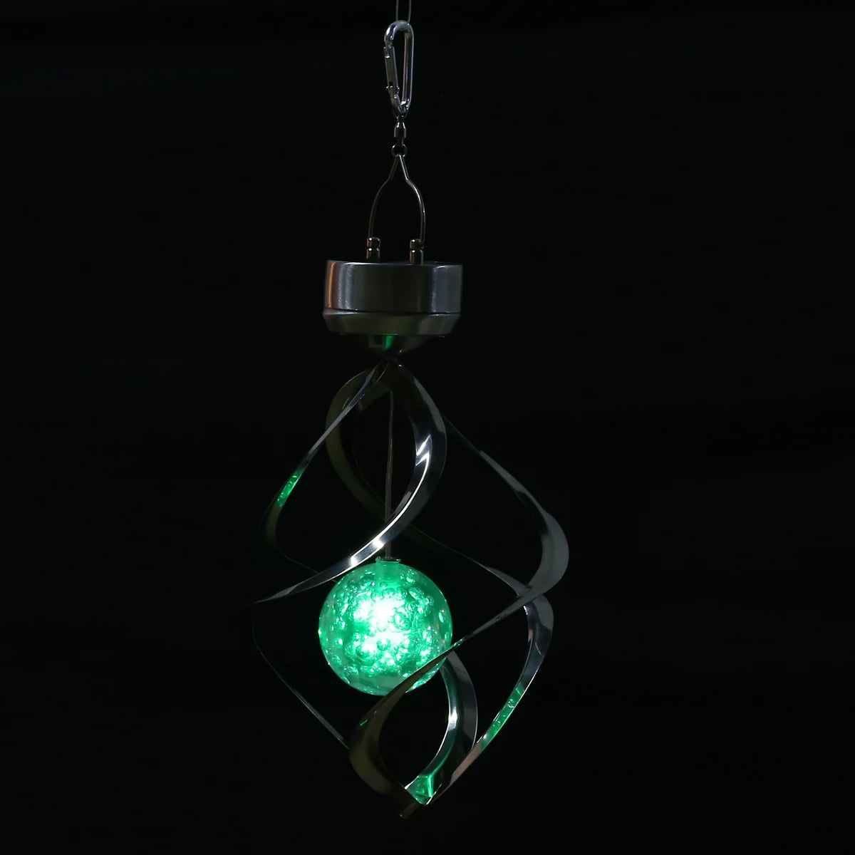 Color-changing LED solar wind chime light by eprolo, hanging decorative light with spinning, vibrant colors powered by solar energy.