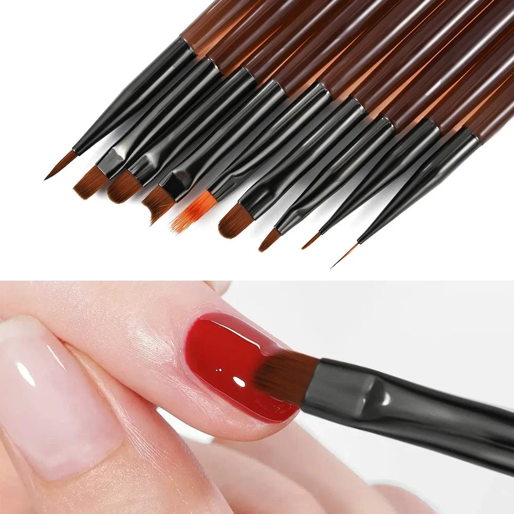 9PCS UV Gel Nail Brush Liner DIY Painting Pen Manicure Acrylic Drawing Brush for Nail Art Design Nails Tip Display Painting Tool - American Smart