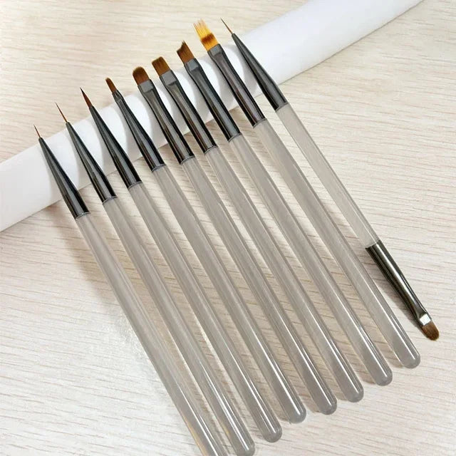 9PCS UV Gel Nail Brush Liner DIY Painting Pen Manicure Acrylic Drawing Brush for Nail Art Design Nails Tip Display Painting Tool - American Smart