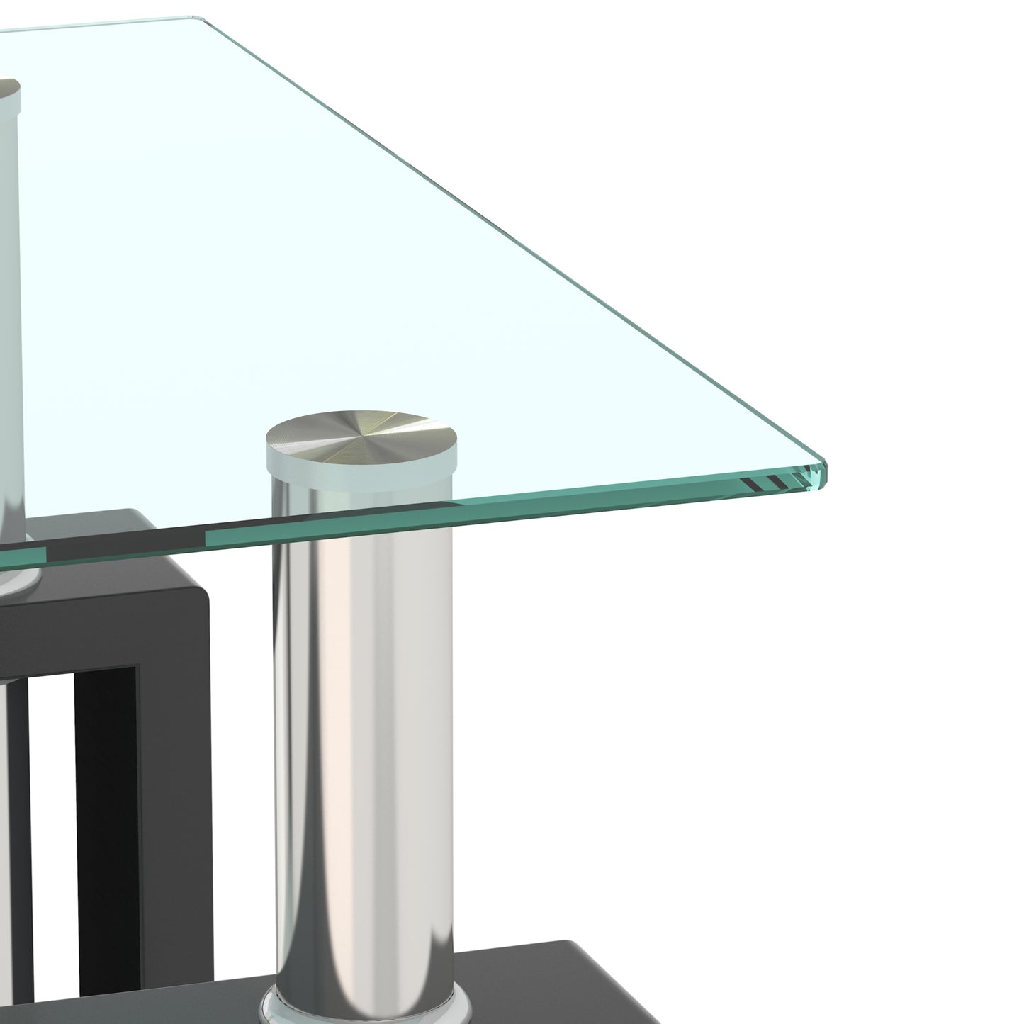 Set of 2, Modern Tempered Glass Tea Table Coffee Table End Table, Square Table for Living Room, Transparent/Black - American Smart