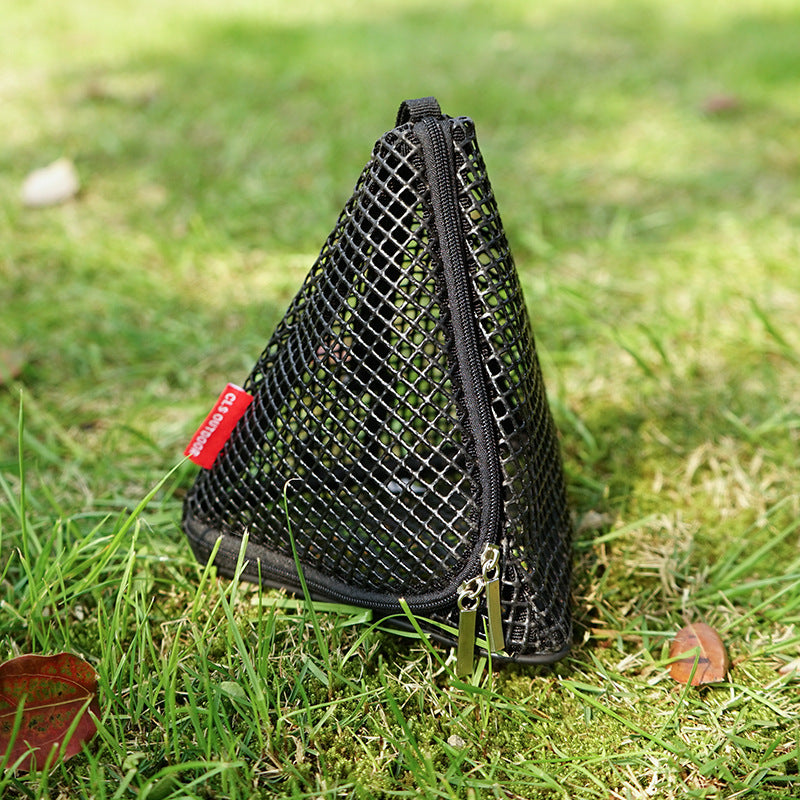 Foldable outdoor triangular sun drying net by eprolo, PVC hanging storage basket for camping and drying clothes.