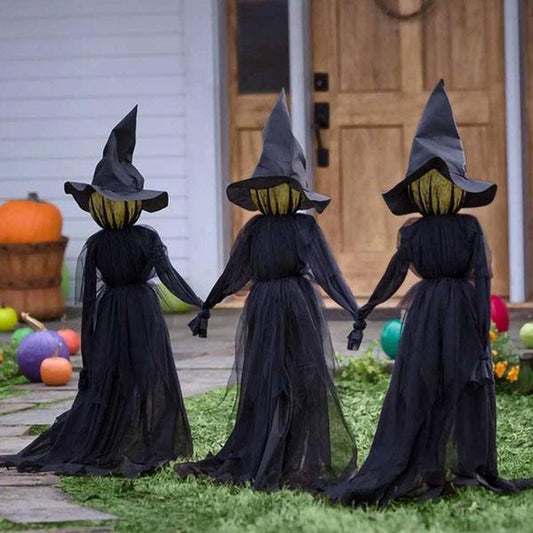Light-up Halloween witch, ghost, and skeleton horror props from eprolo, featuring voice control for spooky Halloween decorations.