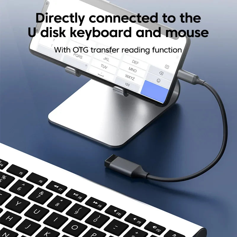 eprolo OTG Type-C to USB 3.0 adapter cable for computer expansion, showing the compact connector and cable in use