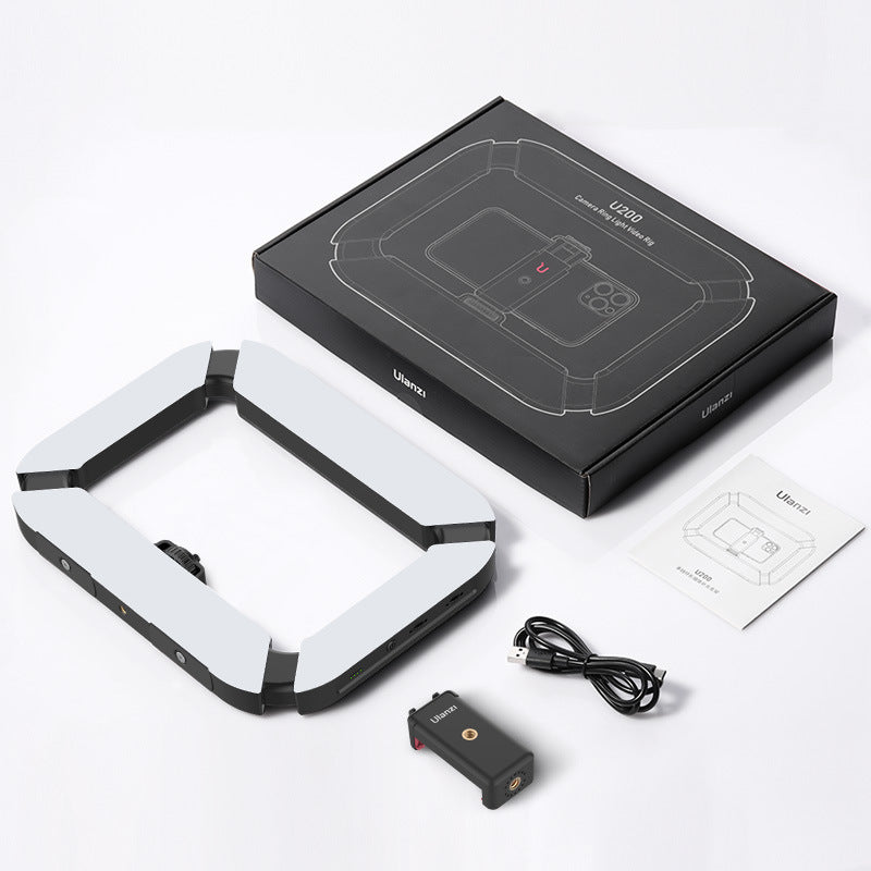 Eprolo Ulanzi U200 camera ring light and video rig handheld LED light for video recording, mounted on a camera setup