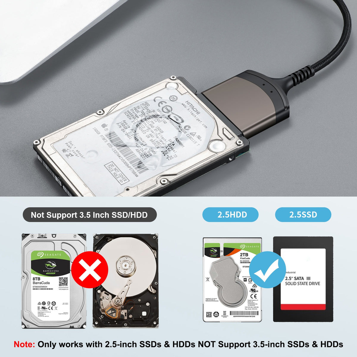 eprolo USB 3.0 to SATA hard drive adapter cable for 2.5-inch mobile hard disks with aluminum alloy shell