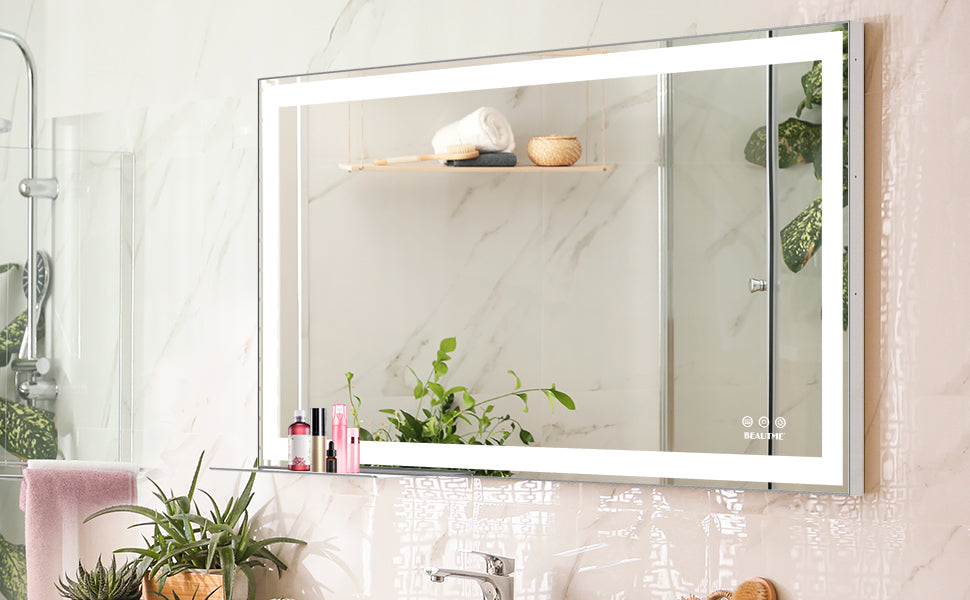 Eprolo 48x24 inch LED bathroom makeup mirror with adjustable lighting, anti-fog, touch switch, wall-mounted, with memory function