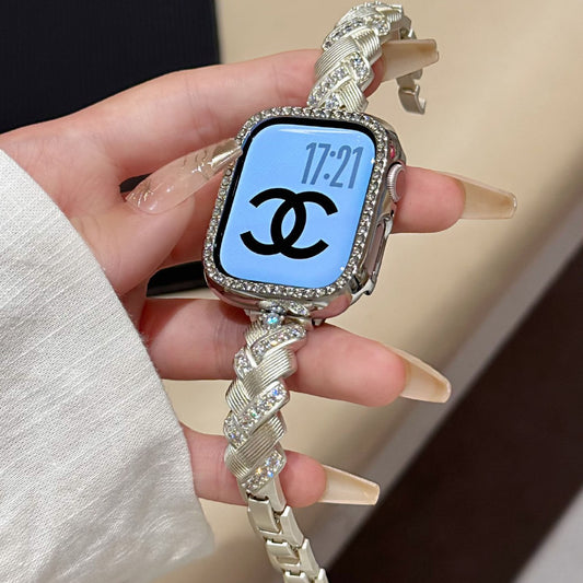 Wheat Spike diamond-encrusted metal starry watch band for Apple Watch, designed for women, by eprolo.